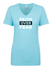 Load image into Gallery viewer, Faith Over Fear Women's Christian V Neck T-Shirt