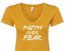 Load image into Gallery viewer, Choose Faith Over Fear V-Neck T-Shirt