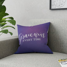 Load image into Gallery viewer, Grace Wins Every Time Broadcloth Pillow