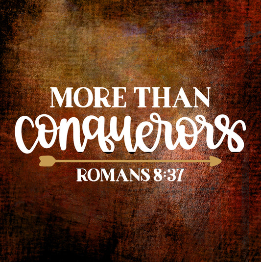 Romans 8:37 More Than Conquerors Ceramic Tile With Easel