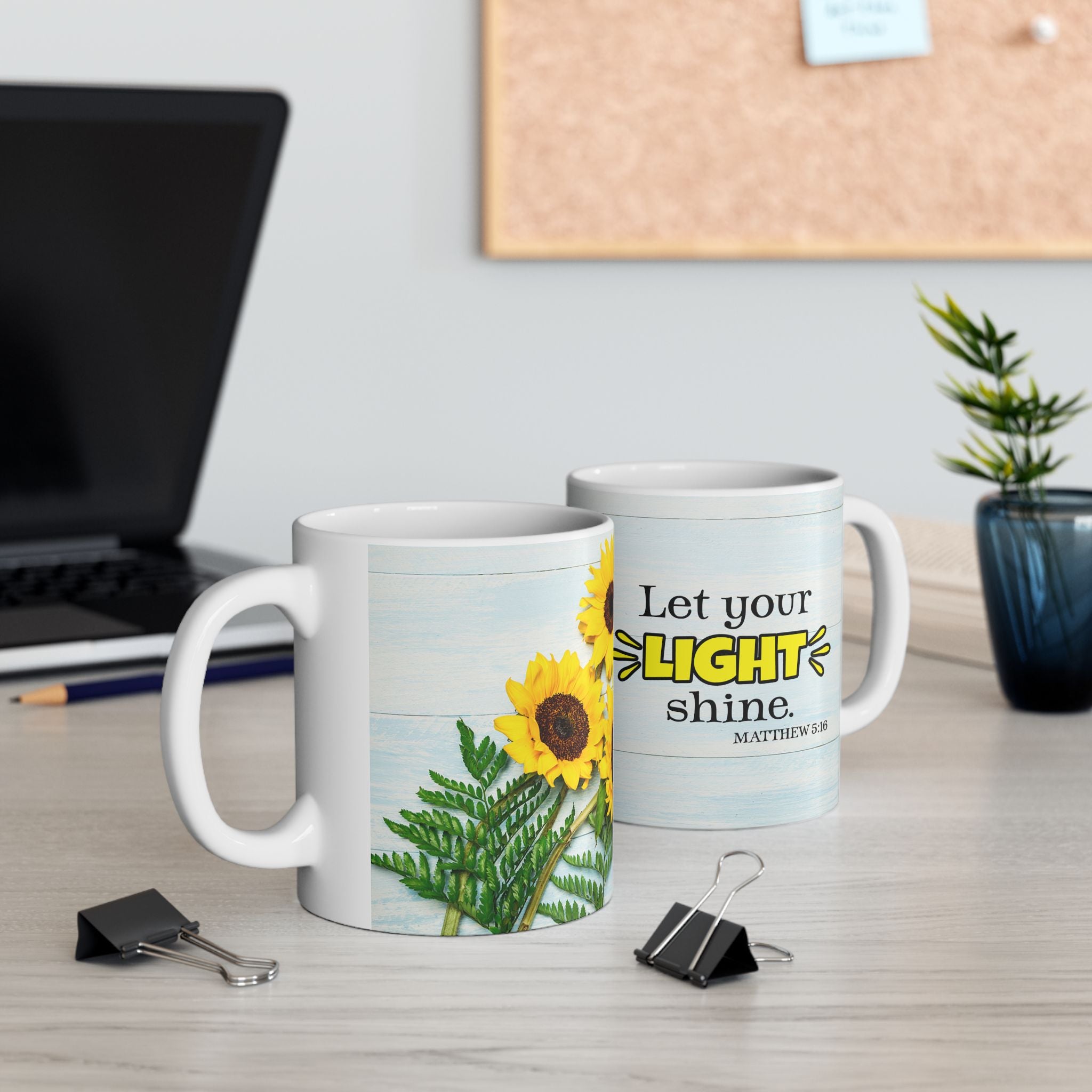 Let Your Light Shine Sunflower Christian Mug