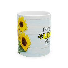 Load image into Gallery viewer, Let Your Light Shine Sunflower Christian Mug
