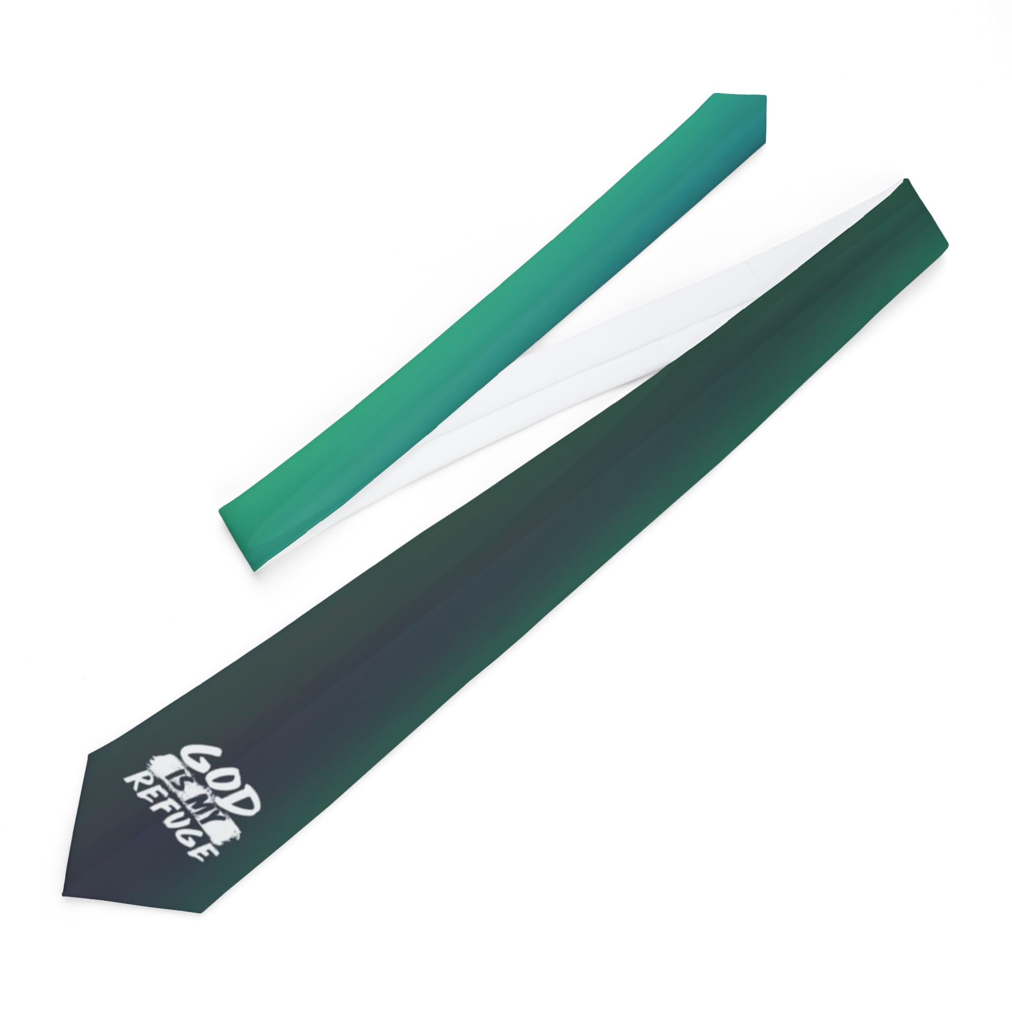 Inspiring Necktie - "God is My Refuge" - Elegant Green Design for Faith and Style