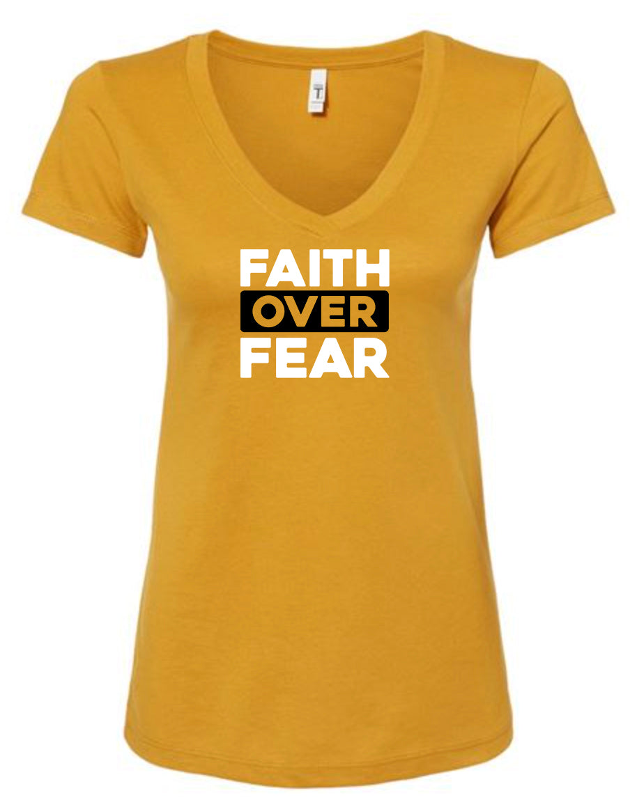 Faith Over Fear Women's V Neck T-Shirt