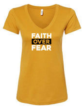 Load image into Gallery viewer, Faith Over Fear Women&#39;s V Neck T-Shirt
