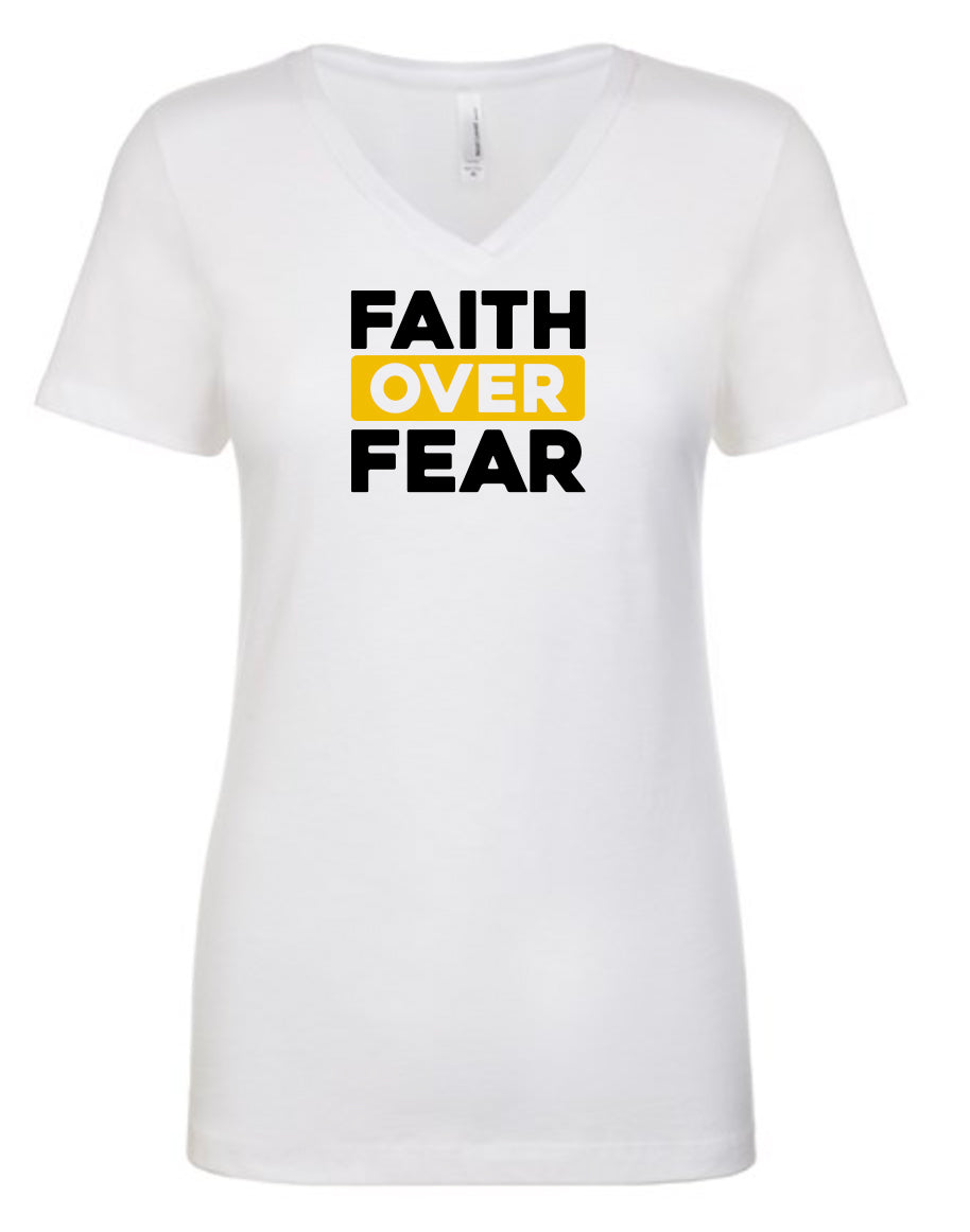 Faith Over Fear Women's V Neck T-Shirt