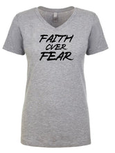 Load image into Gallery viewer, Choose Faith Over Fear V-Neck T-Shirt
