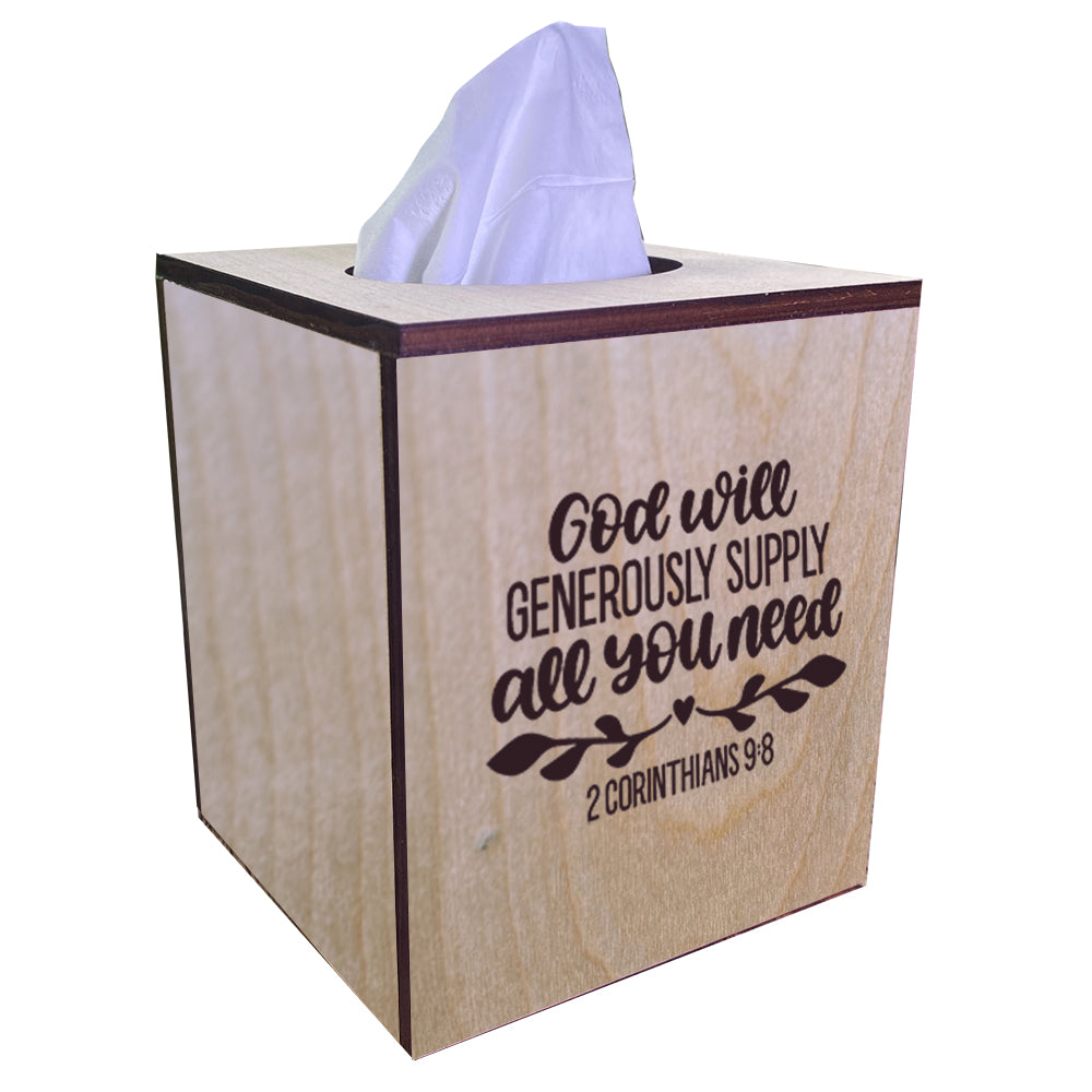 Christian Tissue Box Cover - 2 Corinthians 9:8