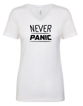 Load image into Gallery viewer, Never Panic Women&#39;s V Neck T-Shirt
