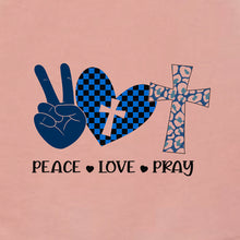 Load image into Gallery viewer, Peace, Love, Pray Women&#39;s V Neck T-Shirt
