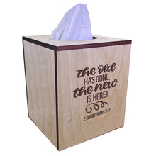 Load image into Gallery viewer, Christian Tissue Box Cover - 2 Corinthians 5:17
