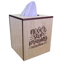 Load image into Gallery viewer, Christian Tissue Box Cover - 1 Thessalonians 5:17
