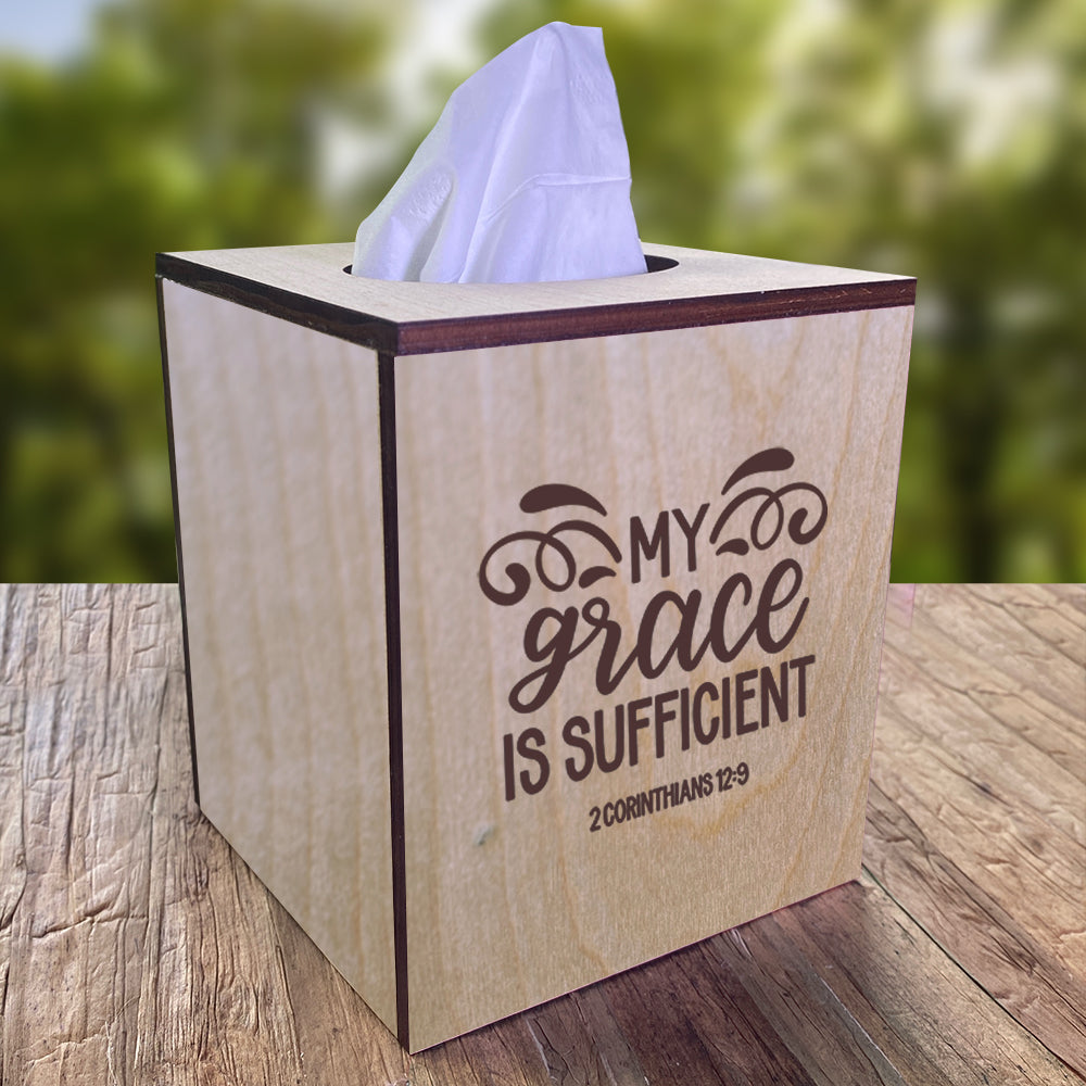 Christian Tissue Box Cover - 2 Corinthians 12:9