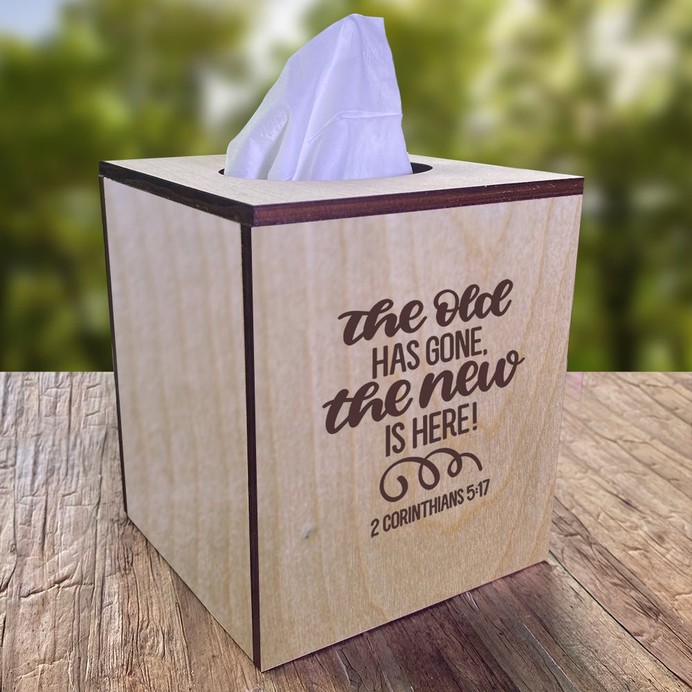 Christian Tissue Box Cover - 2 Corinthians 5:17