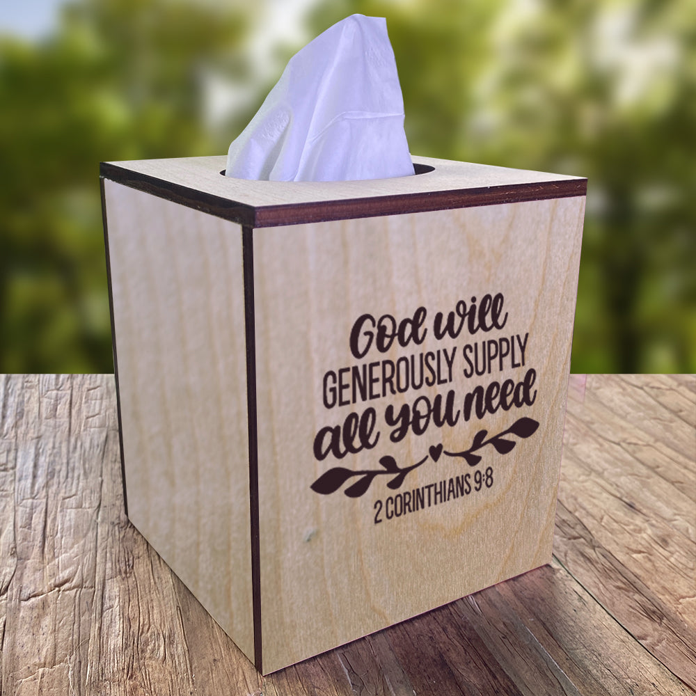 Christian Tissue Box Cover - 2 Corinthians 9:8