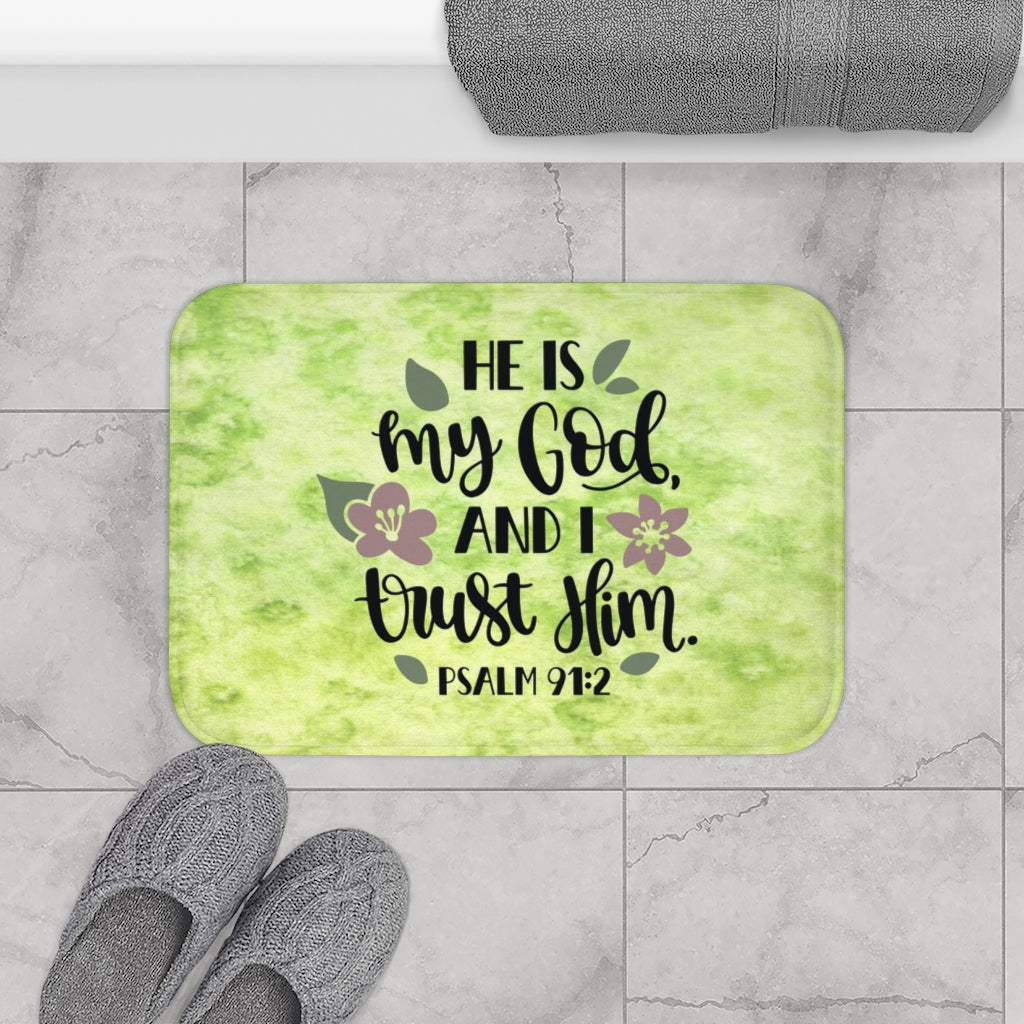 "He Is My God" Christian Bath Mat