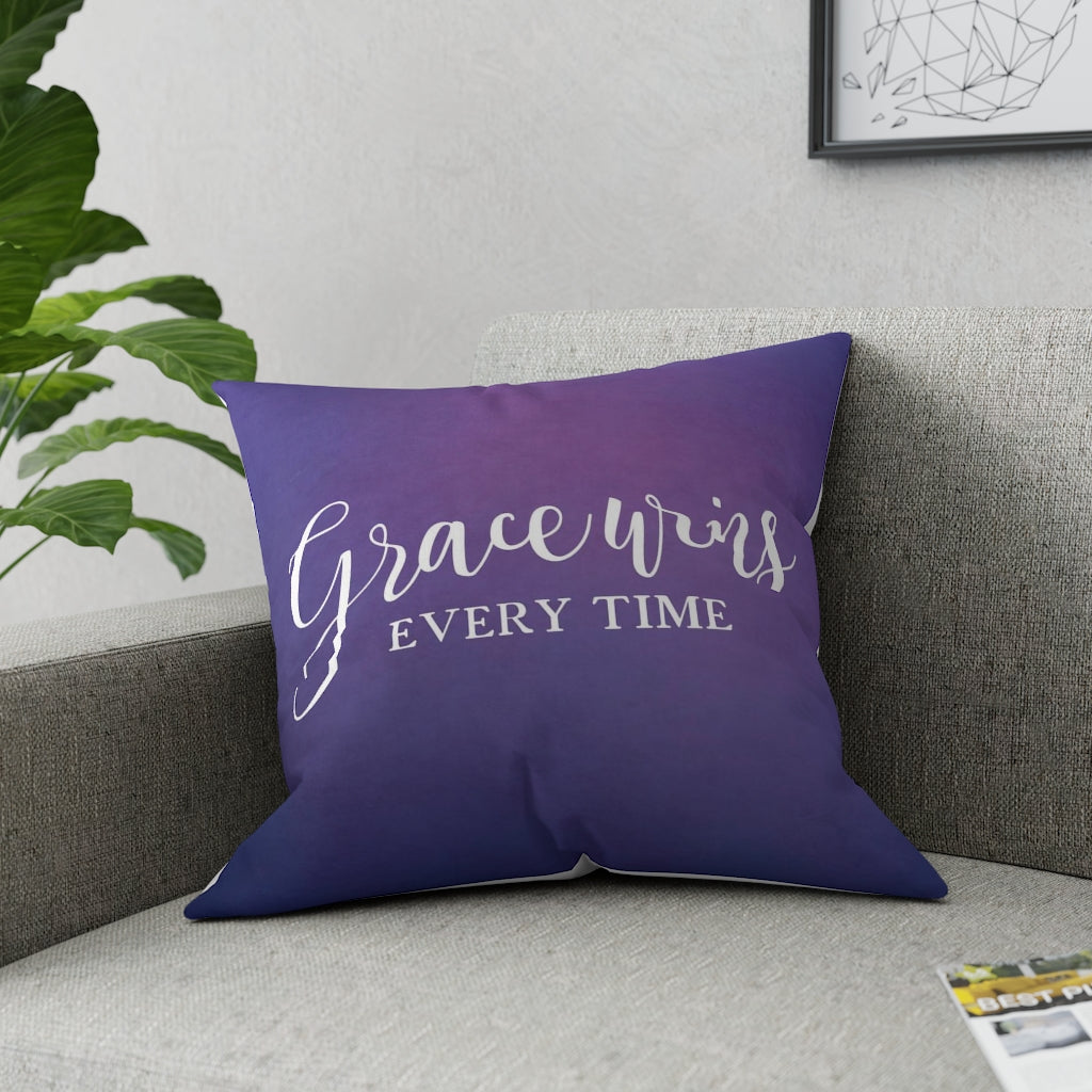 Grace Wins Every Time Broadcloth Pillow