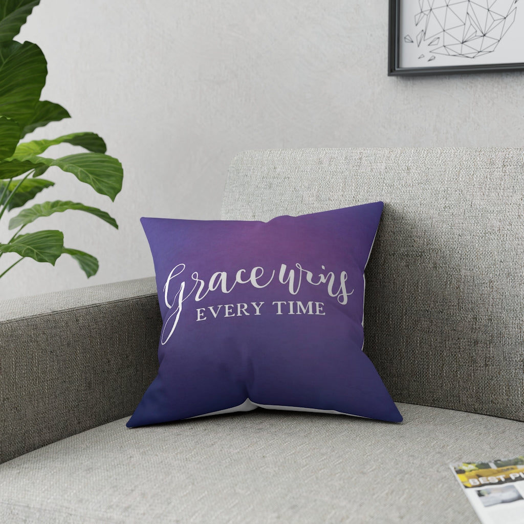 Grace Wins Every Time Broadcloth Pillow