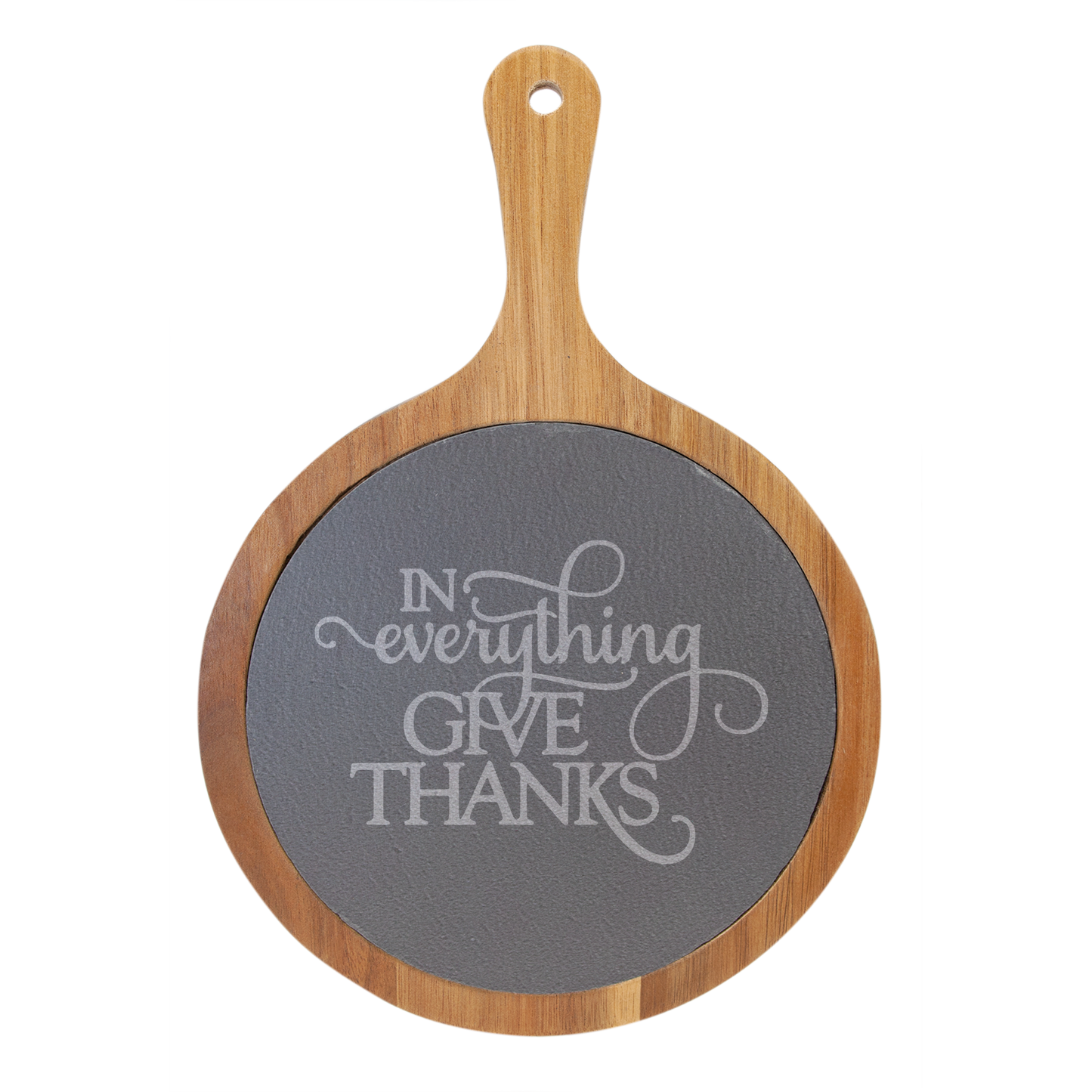 In Everything Give Thanks Acacia Wood/Slate Serving Board