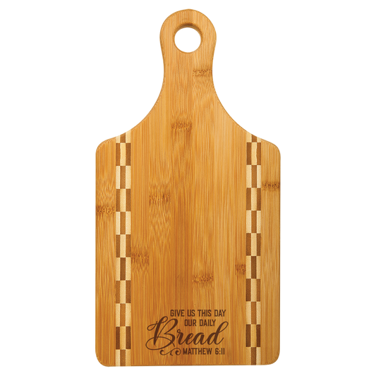 Grace Wins Everytime 13 1/2" x 7" Paddle Shaped Bamboo Cutting Board