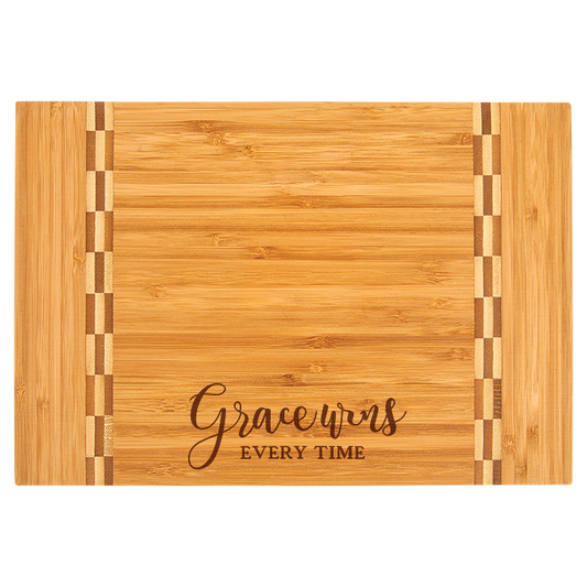 Bamboo Cutting Board with Butcher Block Inlay