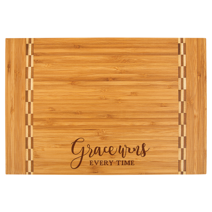 Bamboo Cutting Board with Butcher Block Inlay