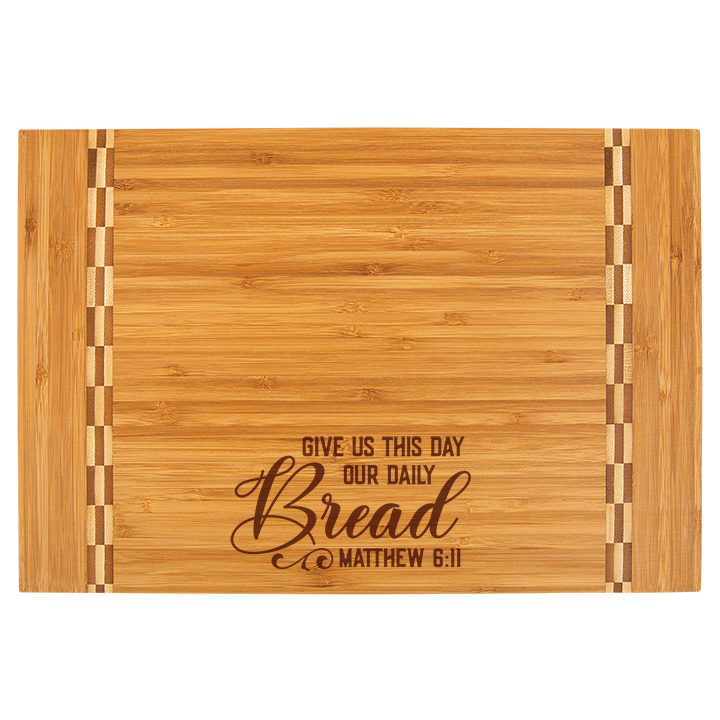 Bamboo Cutting Board with Butcher Block Inlay