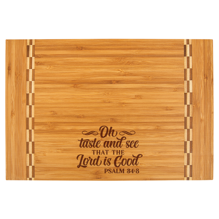 Bamboo Cutting Board with Butcher Block Inlay