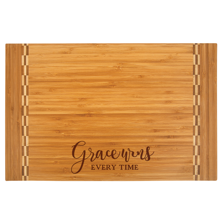 Bamboo Cutting Board with Butcher Block Inlay