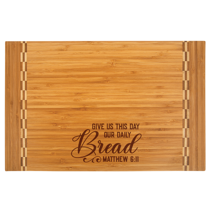 Bamboo Cutting Board with Butcher Block Inlay