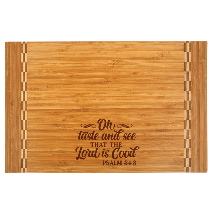 Bamboo Cutting Board with Butcher Block Inlay