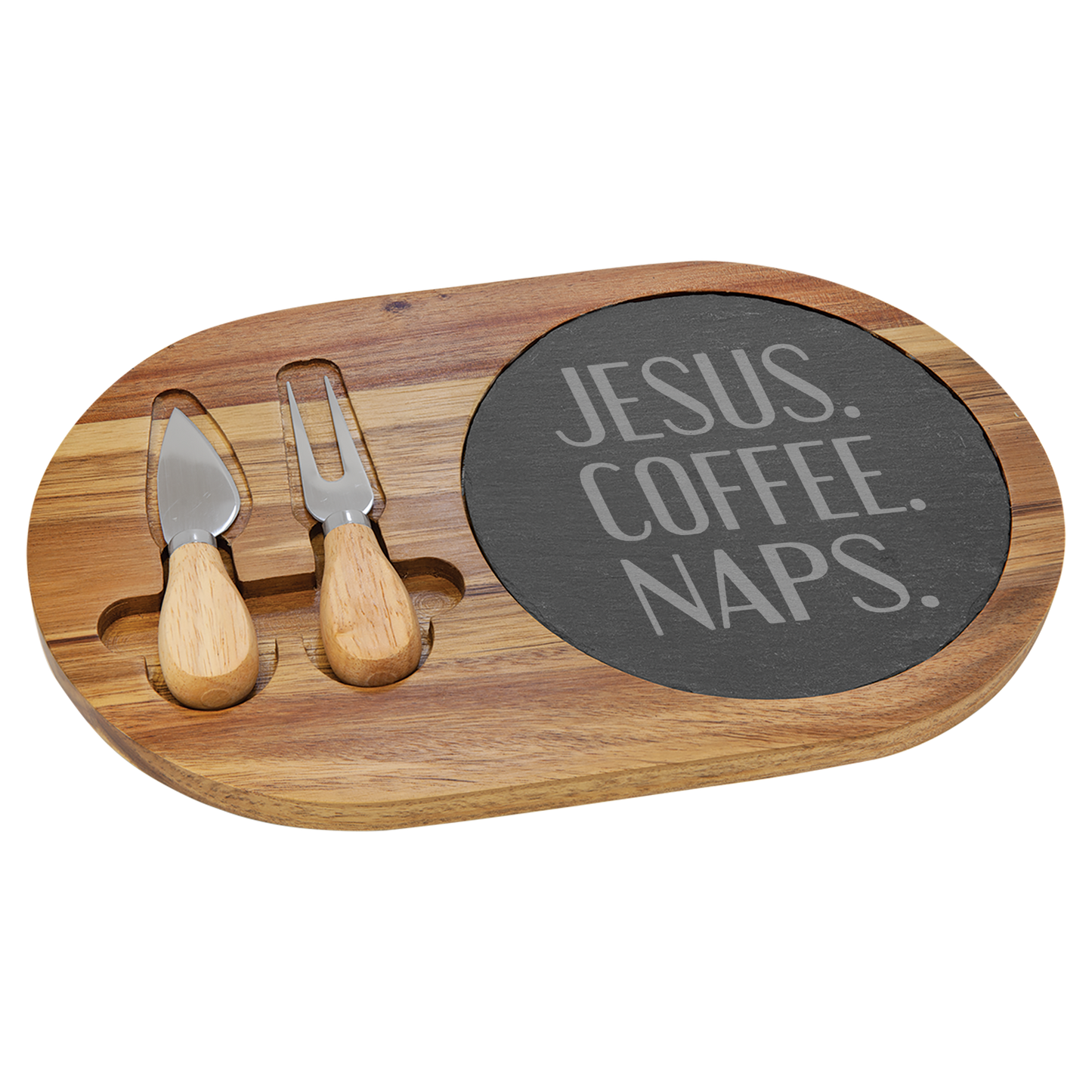 Jesus Coffee Naps Acacia Wood/Slate Cutting Board