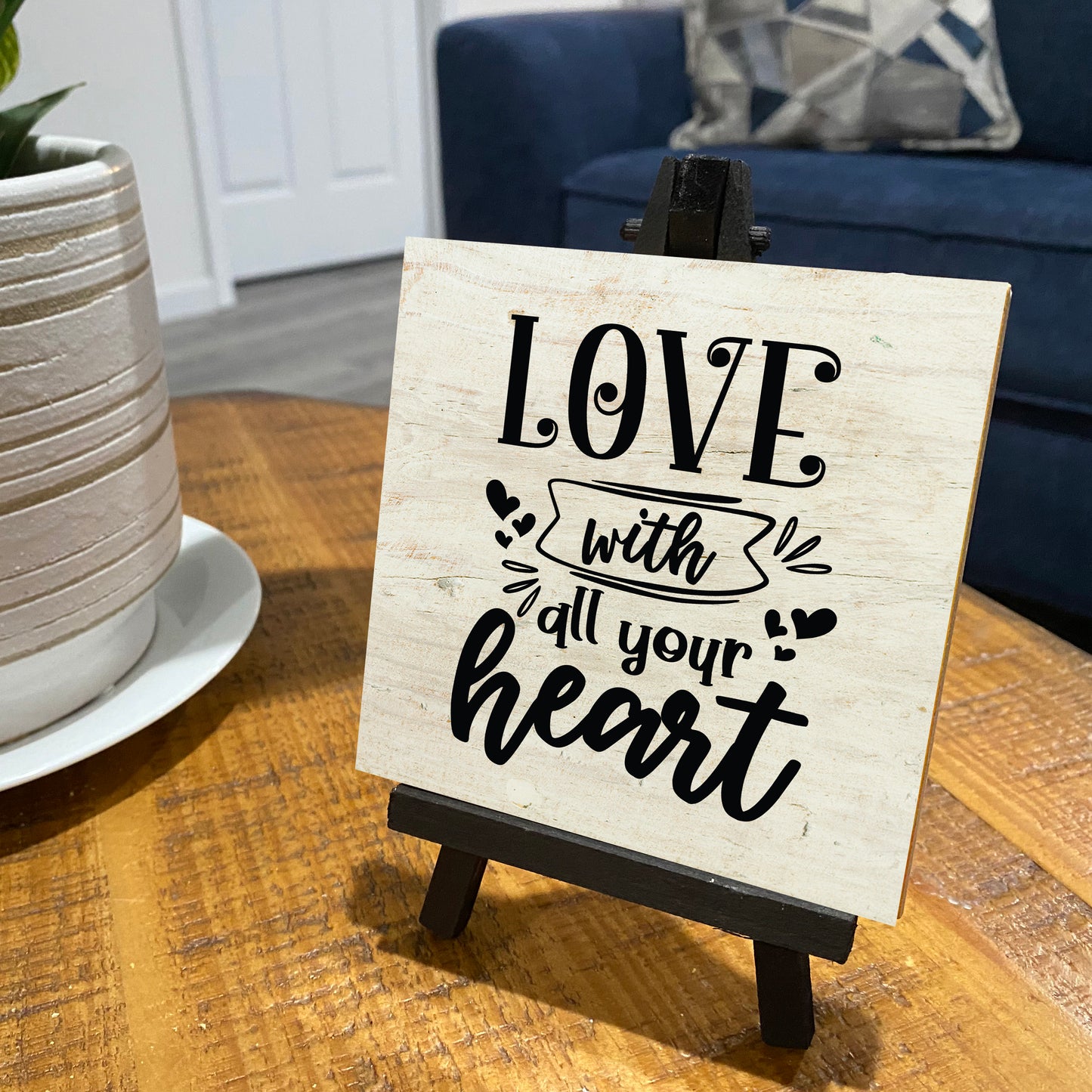 Love With All Your Heart Ceramic Tile With Easel