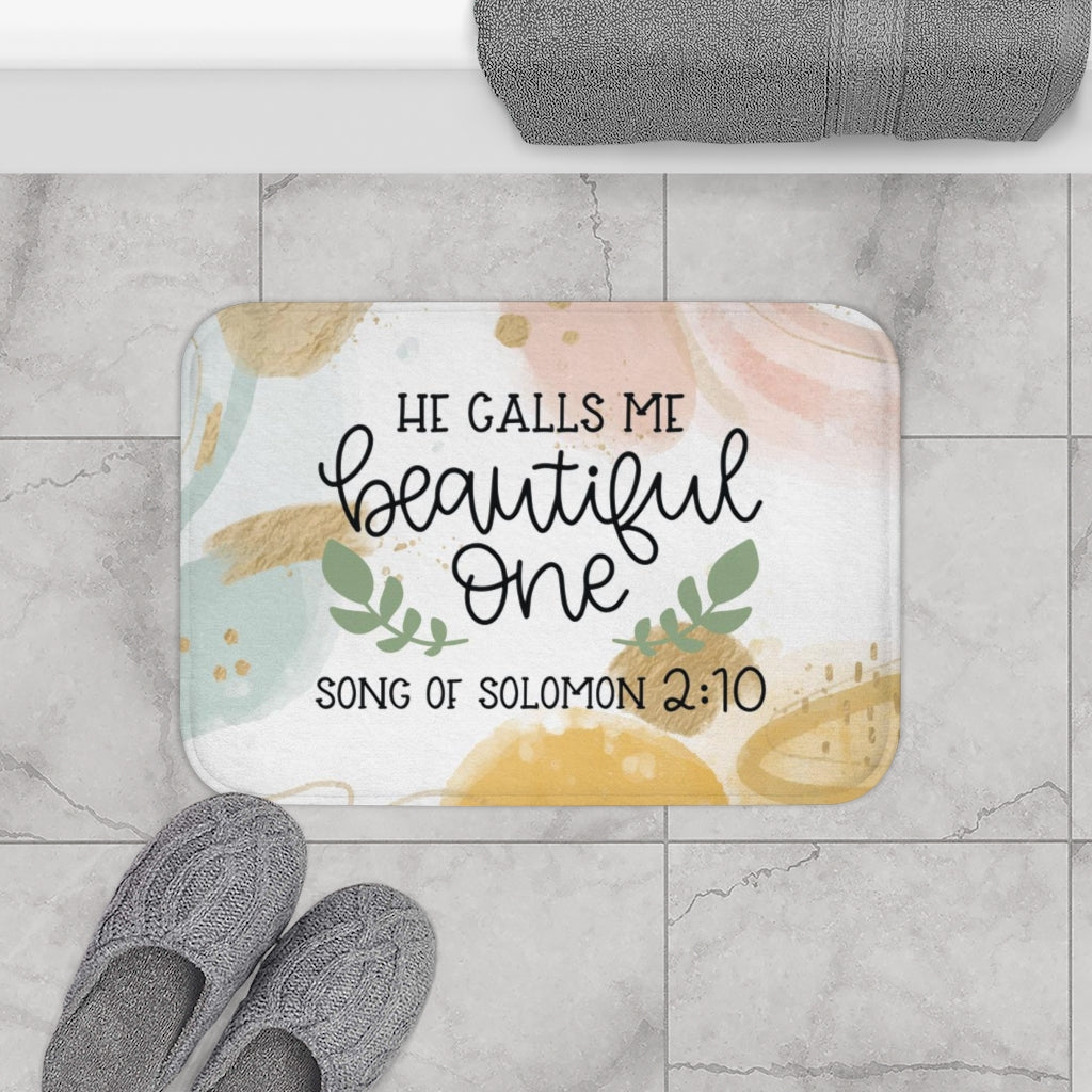 He Calls Me Beautiful One Song Of Solomon 2:10 Bath Mat