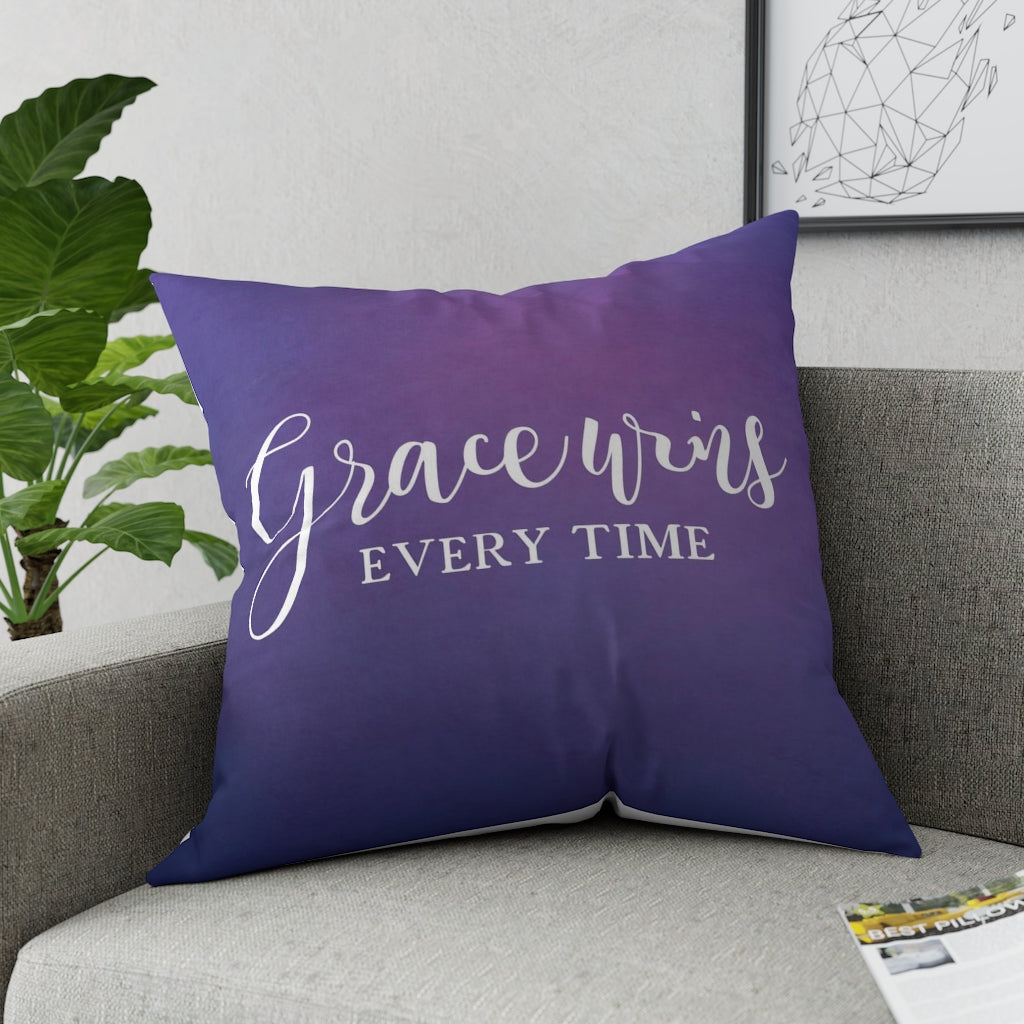 Grace Wins Every Time Broadcloth Pillow