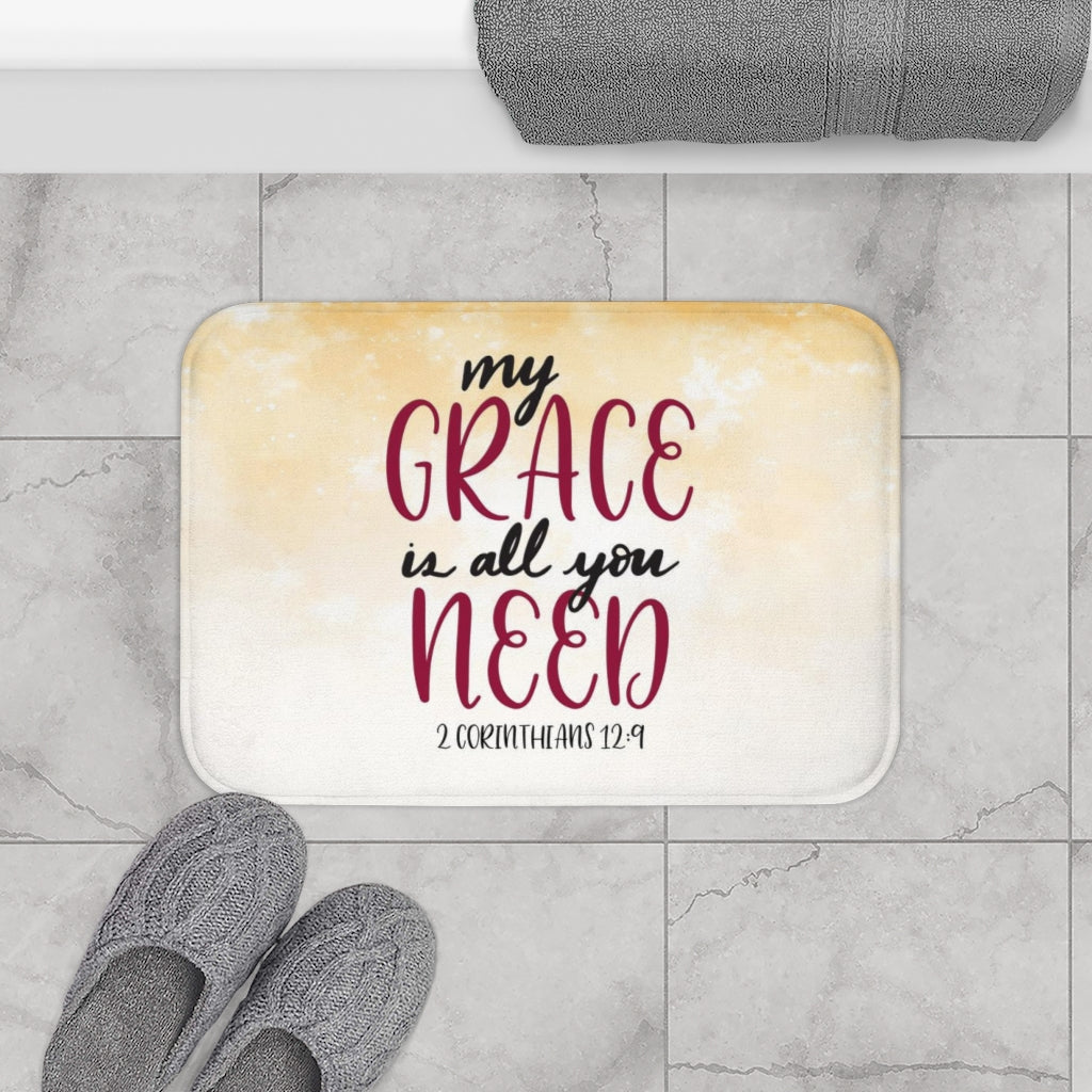 My Grace Is All You Need 2 Corin. 12:19 Christian Bath Mat